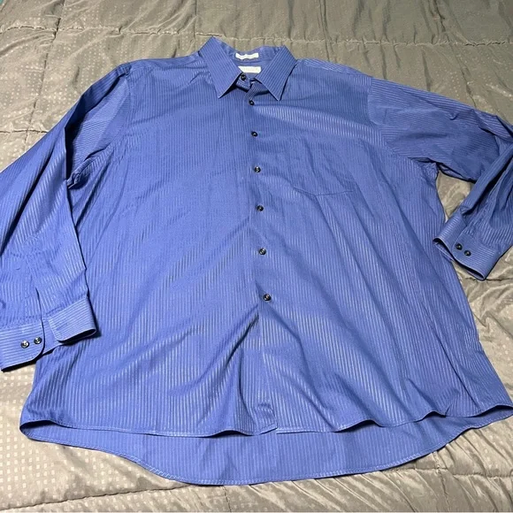 Van Heusen Shirts Van Heusen Blue Satin Stripe Button Down